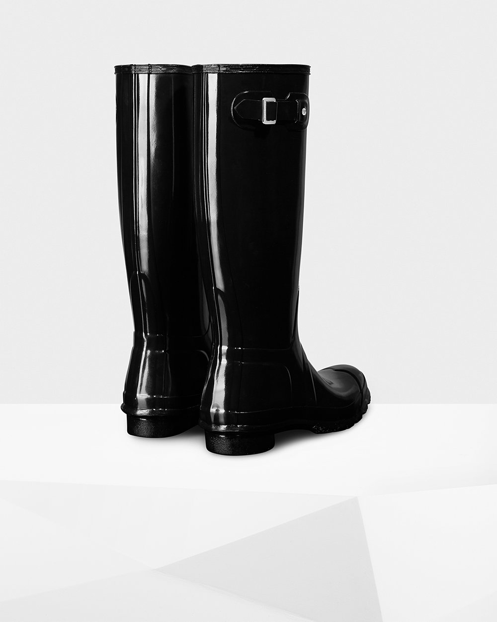 Womens Hunter Original Gloss - Tall Rain Boots Black - 6153-XIHDL